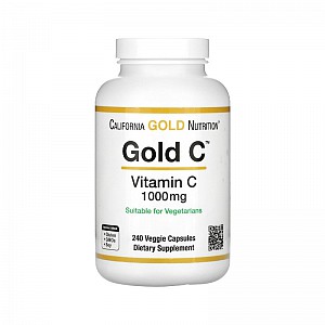 Gold C California Gold Nutrition Vitamin C 1000mg, 240 Veggie Capsules, USP Grade