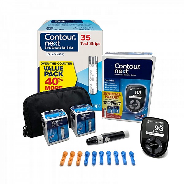 CONTOUR NEXT Blood Glucose Monitoring System – All-in-One Kit for Diabetes with Glucose Monitor and 55 Test Strips For Blood Sugar & Glucose Testing