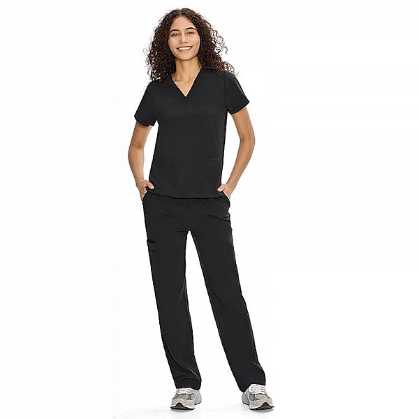COZYFIT Scrubs for Women Set Medical Uniform - V-Neck Top & Straight Leg Pants with 9 Pockets, Unisex Workwear