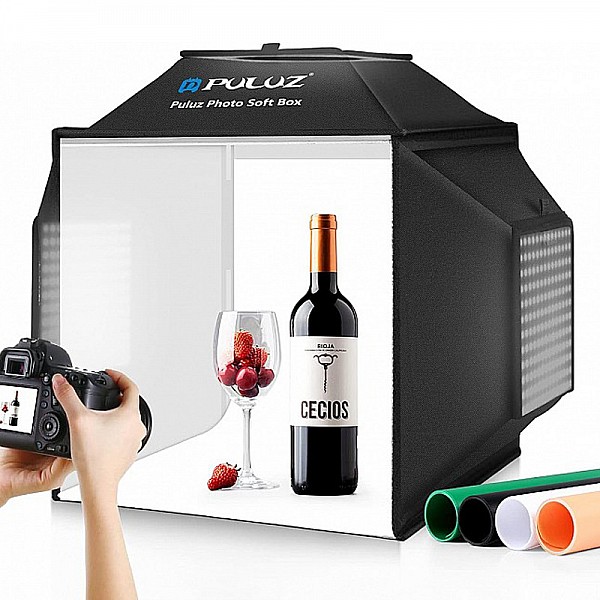 PULUZ Portable Photo Studio Light Box 16x16 inch, Dimmable LED Tent Kit
